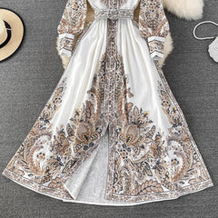 printed A-line dress elegant long skirt S3990
