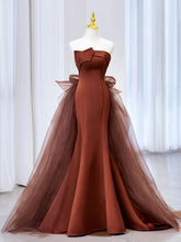 Mermaid Tulle Satin Long Prom Dress, Mermaid Evening Dress S3352