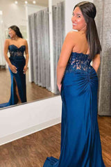 Sweetheart Corset Pleated Long Prom Dress S2756