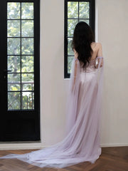 Lilac Elegant Evening Gowns Off Shoulder Long Prom Dress S7218
