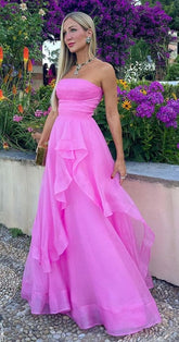 Sexy Pink Prom Formal Evening Dress Long Floor Length Dress S1188