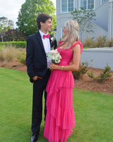 pink prom dress evening dress S2046