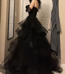 Black Prom Dress, Tulle Evening Dress S2205