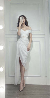 White Tulle Prom Dresses, A-Line Tulle Party Evening Dresses S2217