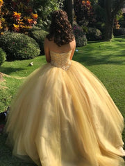 Yellow Ball Gown Prom Dresses Evening Gowns Formal Dress S2367