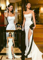 sexy white mermaid long prom dresses S1580