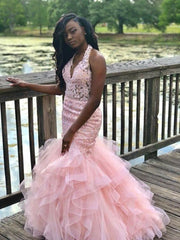 Pink Formal Dress mermaid prom dress long evening dress S2082