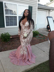 Pink Mermaid Long Prom Dress S1256