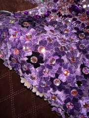 Purple halter-neck fitted long ball gown R7051