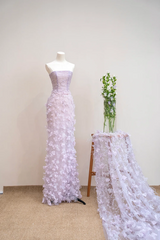 Light purple strapless fitted long ball gown R8888