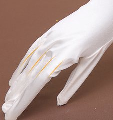 Bridal Gloves Satin Mid-Length Lace-Up Satin Back Elastic Satin Wedding Dress Beige Gloves S6261