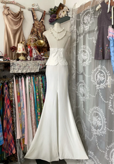 White tube top waisted top hip fishtail elegant long skirt ball gown R6134