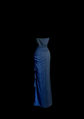 Gradient dark blue strapless fitted long ball gown R6653