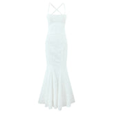 American style sexy lace figure-revealing tie waist fishtail skirt sweet backless slim long skirt R3102
