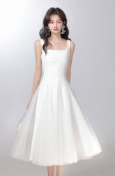 French gentle style white suspender dress women's clothing 2025 new long skirt R1977