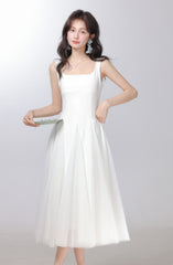 French gentle style white suspender dress women's clothing 2025 new long skirt R1977