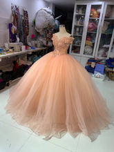 Long Prom Dress - Off the Shoulder Wedding Dress Lace Beads Appliqued - Evening Gown Tulle S1871