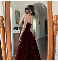 Red Spaghetti Straps Dress Women Prom Dress S1940