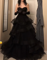 Black Prom Dress, Tulle Evening Dress S2205