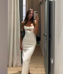 White Long Evening Dresses Formal Dress S3583