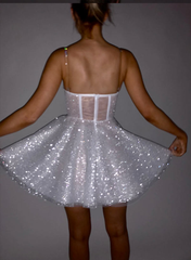 A-Line Sweetheart Short/Mini Sequined Homecoming Dress S2602