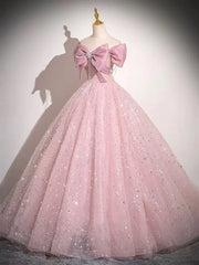 Light Blue Tulle Sequins Long Prom Dress, Lovely A-Line Evening Party Dress S7193
