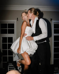 Elegant Satin Pleated Mini A-Line Cocktail Wedding Dress for Special Occasions S7086