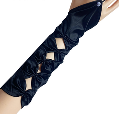 Hollow hook elastic wedding dress wedding gloves medium length embroidered beaded gloves bow S6260