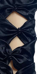 Hollow hook elastic wedding dress wedding gloves medium length embroidered beaded gloves bow S6260