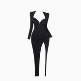 Royal sister style long sleeve dress 2025 sexy hot girl waist hip slit long skirt R1130