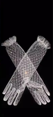 Off-white mesh lace hot diamond wedding dress banquet dinner gloves S6239