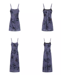 Seaside long skirt 2025 new French slim fit purple suspender dress R0046
