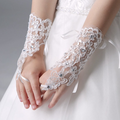 Lace diamond children's wedding dress flower girl dress girl performance dance gloves decoration S6231