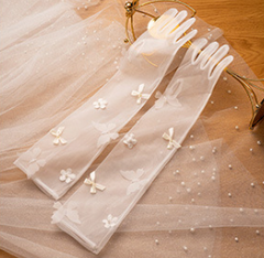 Off-white Yudie long wedding dress banquet dinner gloves S6244