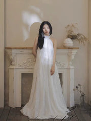 Wedding dress bride banquet halter neck dress S5872