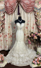 Vintage Mermaid Lace Beaded Long Wedding Dresses       S6848