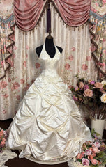 Vintage A line Ball Gown Halter Long Wedding Dresses       S6847