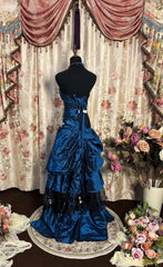 Strapless Blue Mermaid Long Prom Dress, Formal Evening Gowns     S6849