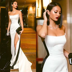 sexy white mermaid long prom dresses      S1580