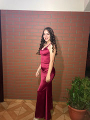 Spaghetti Straps Mermaid Long Prom Dress Satin Evening Dress         S6456