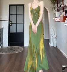 Green long prom dress birthday party dress    S5935