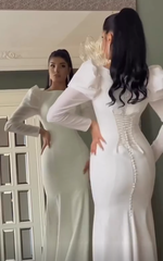White Prom Dresses Long Evening Dresses Wedding Dress      S7064
