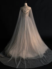 Elegant A Line Princess Tulle Long Prom Dress Long Evening Dress       S6512