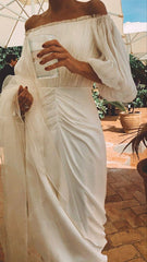 Off Shoulder Long Wedding Dress Gorgeous Bridal Gown        S6743