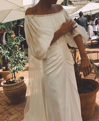 Off Shoulder Long Wedding Dress Gorgeous Bridal Gown        S6743