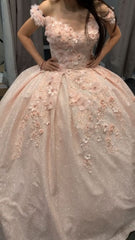 pink ball gown prom dresses formal dresses     S1060