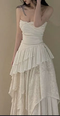 Vintage A line Strapless Long Lace Wedding Dresses       S6751