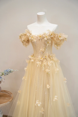 Apricot-colored off-shoulder fitted long ball gown R8892