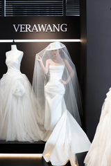 White strapless satin waist hip sexy fishtail skirt long dress bridal dress R6037
