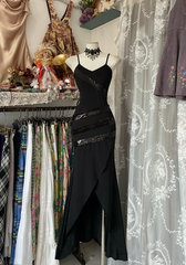 Black halter-neck fitted bodycon mermaid skirt ball gown R6376